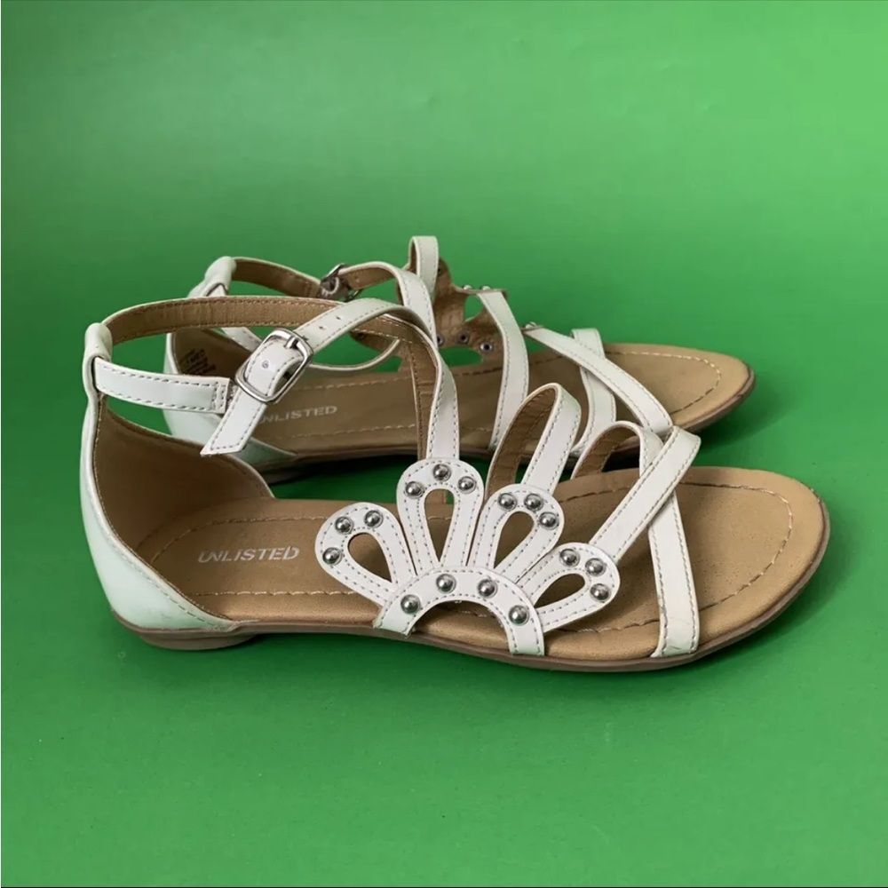 Unlisted Lucky Zone Girls White Strap Sandals Beaded Size 13 medium